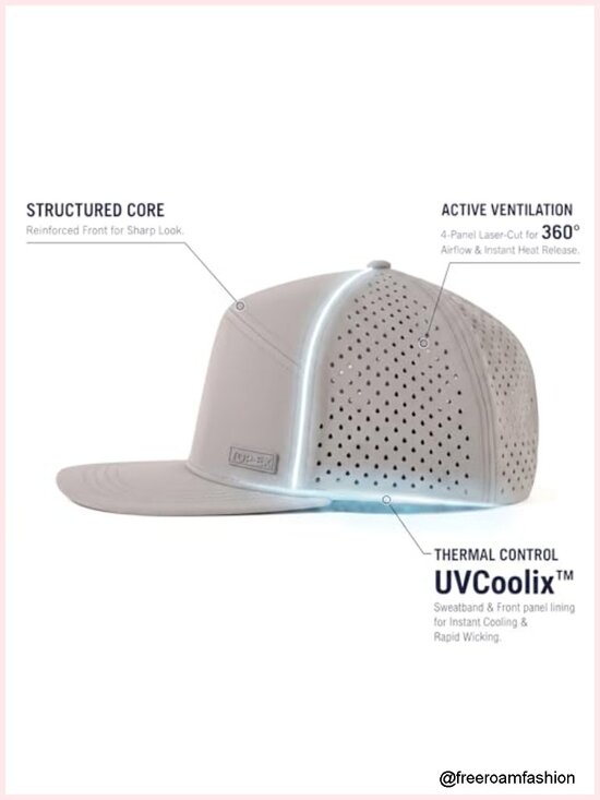 Cooling Sweatband Flat Bill Baseball Cap, UPF 50+, Water Repellent Snapback Hat main image 5